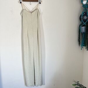 Vintage Gold Shimmer Shiny Dress Formal Gown Strappy Elegant Ever Beauty Sz 4